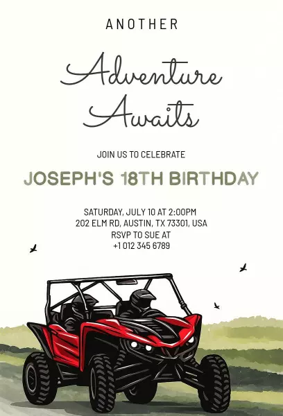 Adventure Themed 18th Birthday Celebration Invitation Template