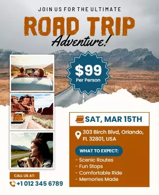 Adventure-Themed Road Trip Experience with Scenic Views Poster Template