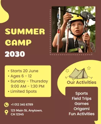 Adventure-Themed Summer Camp Activities Registration Poster Template