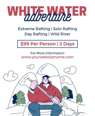 Adventure-Themed White Water Rafting Experience Poster Template