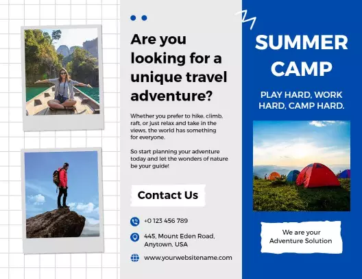 Adventure Travel Summer Camp Outdoor Activities Brochure Template