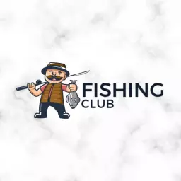 Adventurous Fisherman Holding a Catch for Fishing Club Logo Template