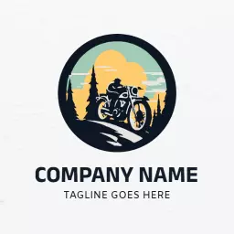 Adventurous Rider on a Motorcycle in Scenic Landscape Logo Template
