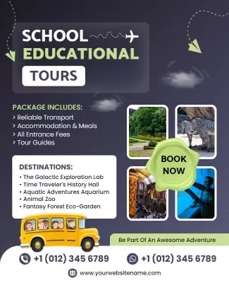 Adventurous School Educational Tours Exploration Poster Template
