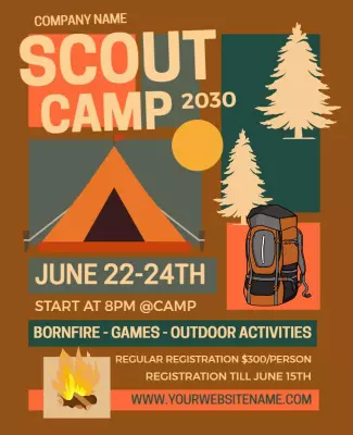 Adventurous Scout Camp Outdoor Activities Poster Template