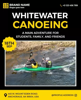 Adventurous Whitewater Canoeing Excursion Poster Template