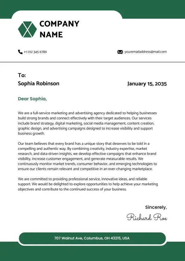 Advertising Company Branding Letterhead Template