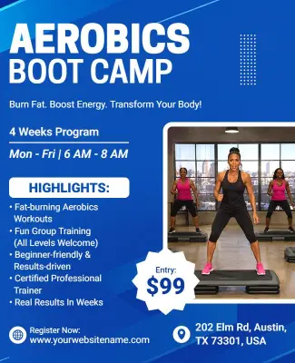 Aerobics Boot Camp Fitness Flyer Template