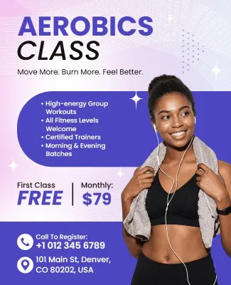 Aerobics Class Promotional Flyer Template