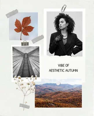 Aesthetic Autumn Vibes Photo Collage Poster Template