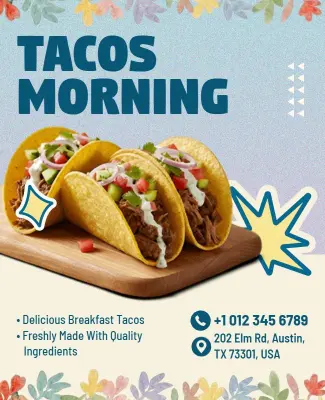 Aesthetic Morning Tacos Special Offer Flyer Template