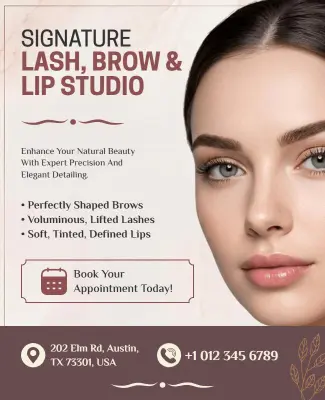 Aesthetic Signature Lash Brow Lip Studio Flyer Template