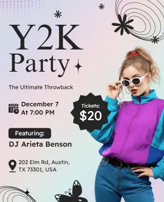 Aesthetic Y2k Party Promotion Flyer Template