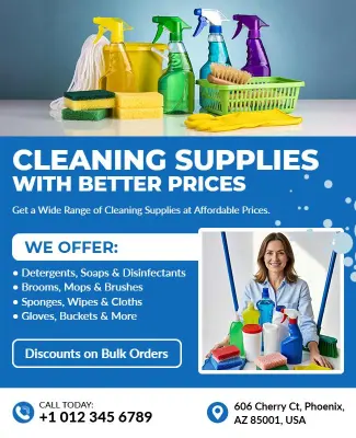 Affordable Cleaning Supplies Promotional Flyer Template