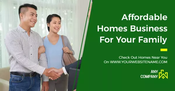 Affordable Homes for Your Family Green Business Banner Template
