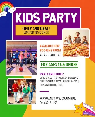 Affordable Kids Party Bowling Experience Flyer Template