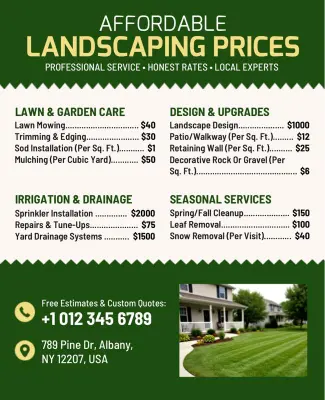 Affordable Landscaping Services and Pricing Flyer Template