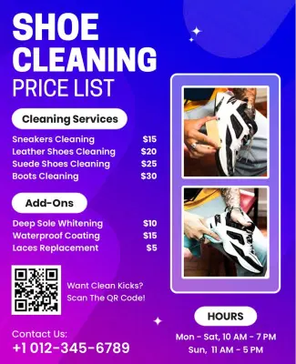 Affordable Shoe Cleaning Service Price List Flyer Template