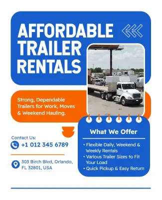 Affordable Trailer Rentals Service Flyer Template