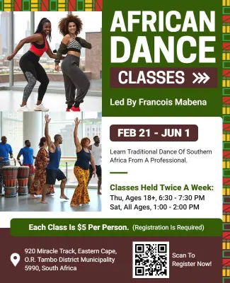 African Dance Classes Promotional Flyer Template