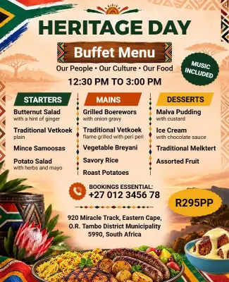 African Heritage Day Buffet Menu Flyer Template