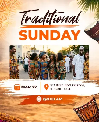 African Traditional Sunday Gathering Event Flyer Template