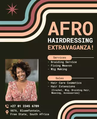 Afro Hairdressing Services Extravaganza Flyer Template