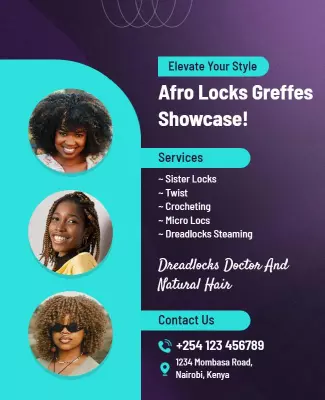 Afro Locks Hairstyle Demonstration Flyer Template
