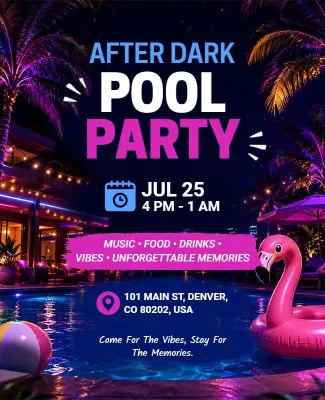 After Dark Pool Party Event Flyer Template