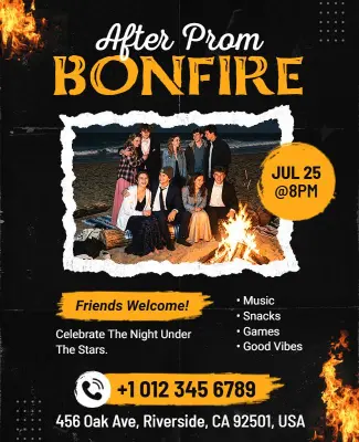 After Prom Bonfire Event Poster Template