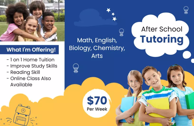 After School Tutoring Math English Biology Arts Services Brochure Template