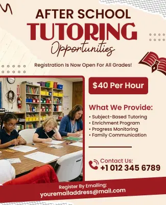 After School Tutoring Opportunities Flyer Template