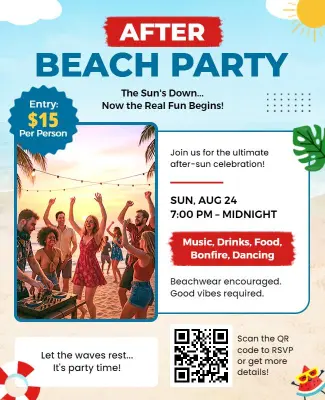 After Sunset Beach Party Celebration Flyer Template