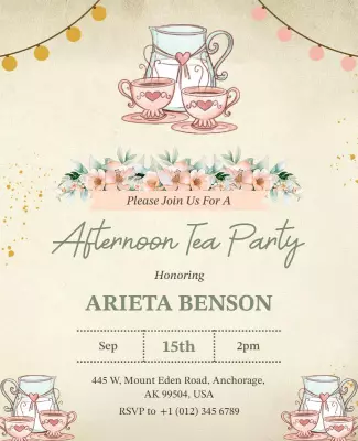 Afternoon Tea Party Invitation Flyer Template