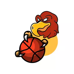 Aggressive Rooster Holding a Red Basketball Logo Template