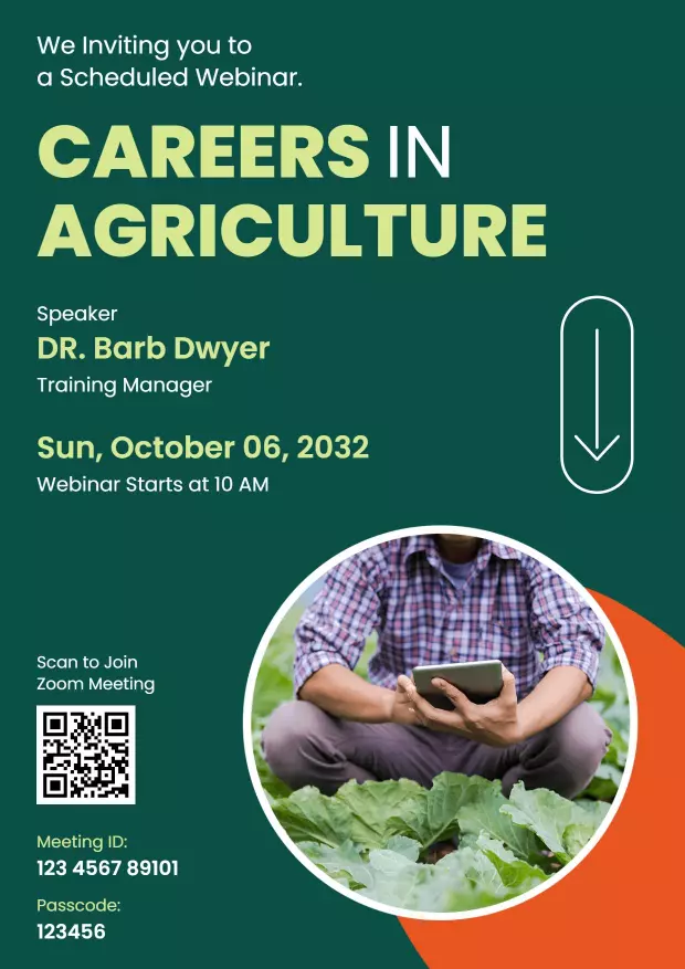 Agriculture Careers Webinar Invitation A4 Flyer Template