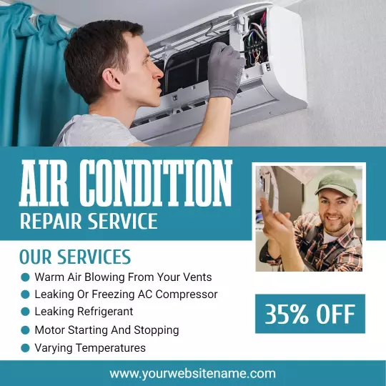 Air Conditioning Repair Services with 35% Discount Ad Template