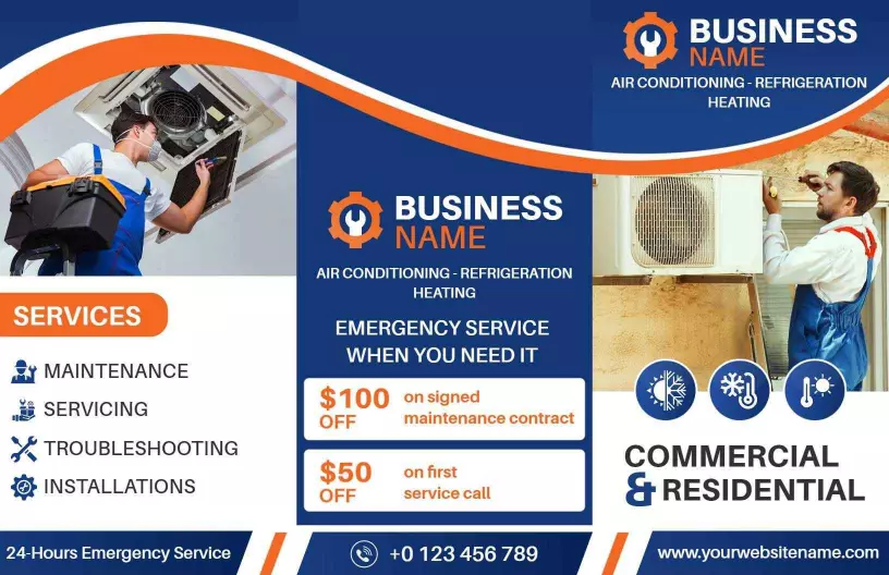 Air Conditioning Service Pricing and Maintenance Tri Fold Brochure Template