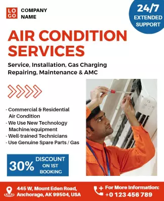 Air Conditioning Service Promotion Flyer Template