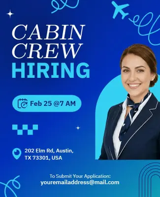 Airline Cabin Crew Hiring Event Poster Template