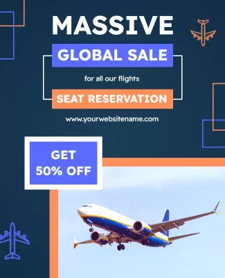 Airline Seat Reservation Discount Flyer Template