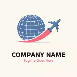 Airplane and Globe Design Representing Travelling Services Logo Template