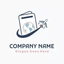 Airplane and Luggage Representing Global Travelling Logo Template