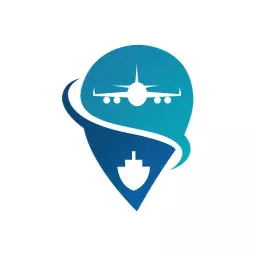 Airplane and Ship Icon Representing Global Travelling Logo Template