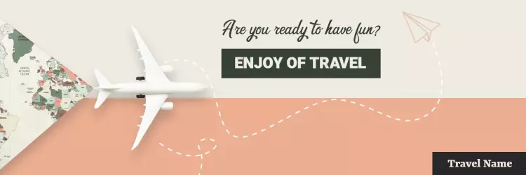 Airplane Over a Map with Fun Travel Invitation Banner Template