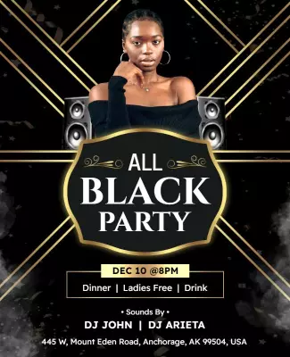 All Black Party Event Flyer Template