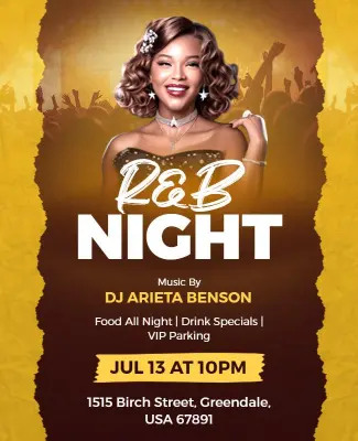 All Night R&b Music Party Event Flyer Template