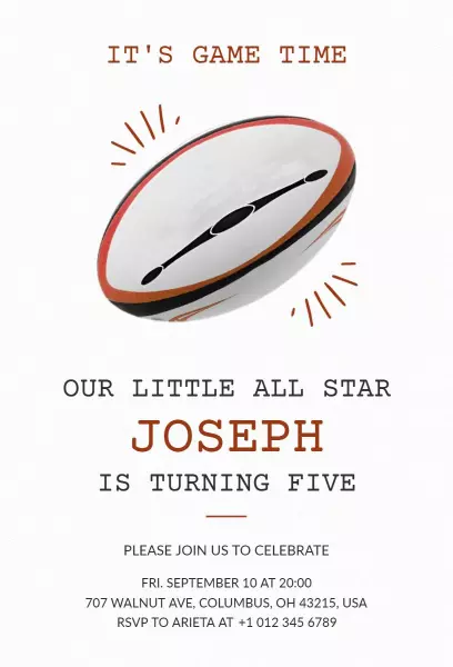 All-Star Sports Theme Birthday Celebration Invitation Template