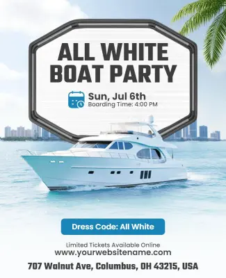 All White Boat Party Event Flyer Template