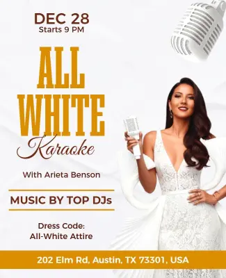 All White Karaoke Event Poster Template